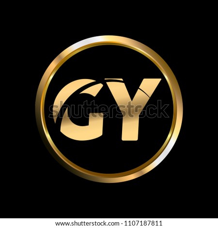 GY initial circle company logo gold black background