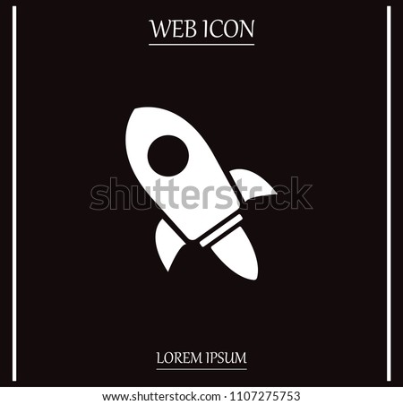 Flying space rocket, vector icon.