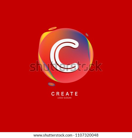 Letter C Logo for creative community. C Letter Design Vector with colorful splat and liquid background