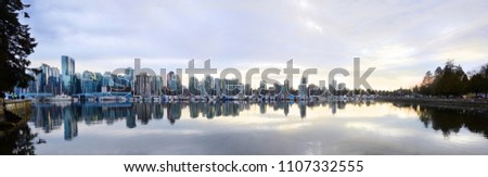 Vancouver, Canada, view of the city from Stanley Park side. Stanley Park.