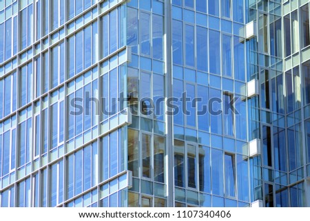 Modern office building wall made of steel and glass
