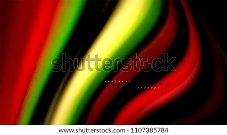 Fluid rainbow colors on black background, vector wave lines and swirls, artistic illustration for presentation, app wallpaper, banner or poster