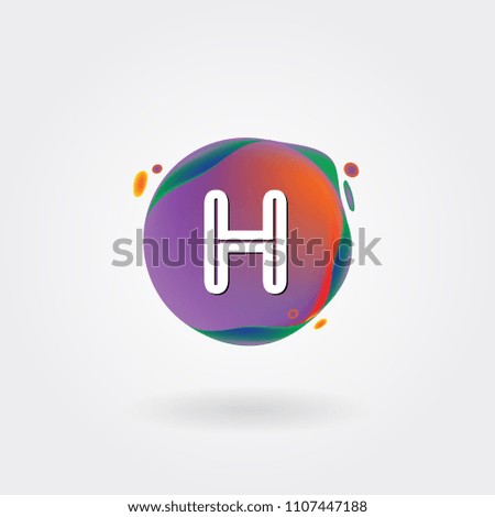 Letter H Logo on the colorful background. A Letter Alphabet Design with colorful splat and liquid background.