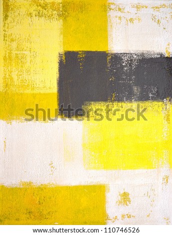 Yellow and Grey Abstract Art Painting Royalty-Free Stock Photo #110746526