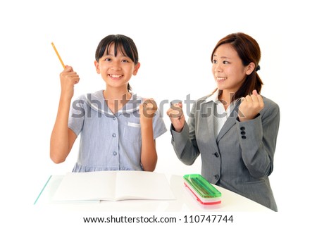 The tutor and the girl are happy to solve the problem