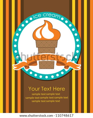 cute greeting card with ice cream. vector illustration