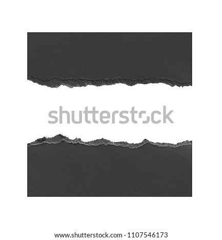 black ripped paper on white, space for advertising copy