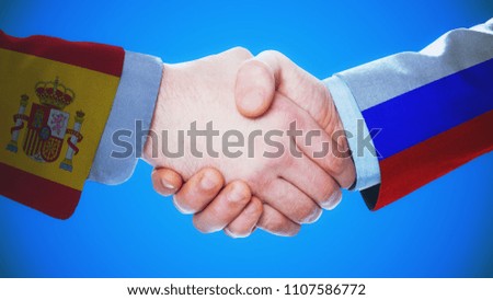 Spain - Russia / Handshake concept about countries and politics