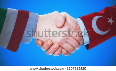 Italy - Turkey / Handshake concept about countries and politics