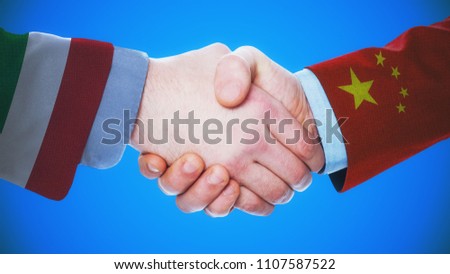 Italy - China / Handshake concept about countries and politics