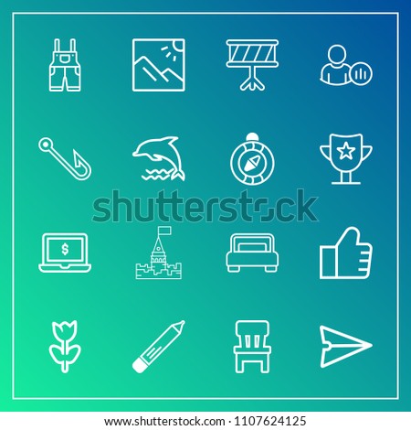 Modern, simple vector icon set on gradient background with home, bedroom, spring, office, internet, architecture, find, furniture, flower, room, musical, photography, wear, communication, work icons