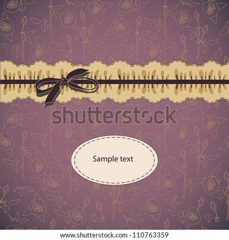 Vintage card design with decorative ribbon and bow
