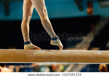 artistic gymnastics legs women gymnast exercises on balance beam