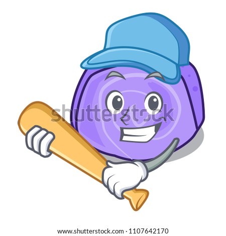 Playing baseball blueberry roll cake character cartoon