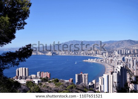 beautiful view from above to the city of Benidorm in Spain