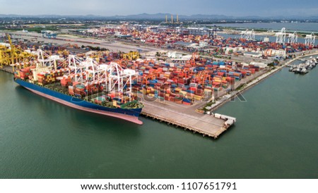 Landscape from bird eye view for Laem chabang logistic port Royalty-Free Stock Photo #1107651791