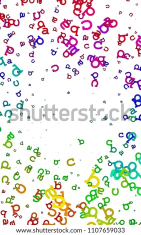 Light Multicolor, Rainbow vertical texture with ABC characters. Blurred design in simple style with signs of alphabet. Best design for your ad, poster, banner of college.