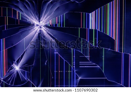 The LCD screen of TV set is broken background, abstract colorful stripe