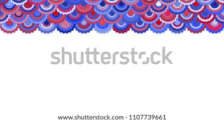 Solemn american flag ribbons bunting decoration. Patriotic USA red blue white background. Bright pattern in american colors, 4th July Independence Day ribbons border vector background.