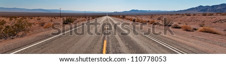 Route 66 to Joshua Tree National Park, California, USA Royalty-Free Stock Photo #110778053