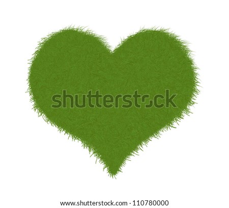 Heart of grass - Isolated on white - Green grass heart