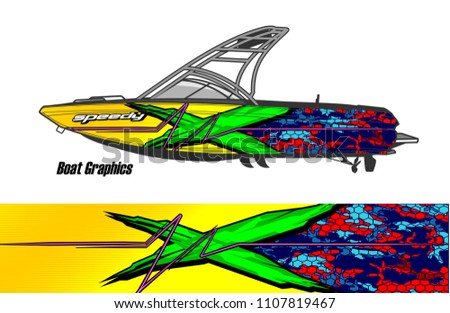 Boat livery Graphic vector. design of  abstract racing background for vehicle vinyl wrap 

