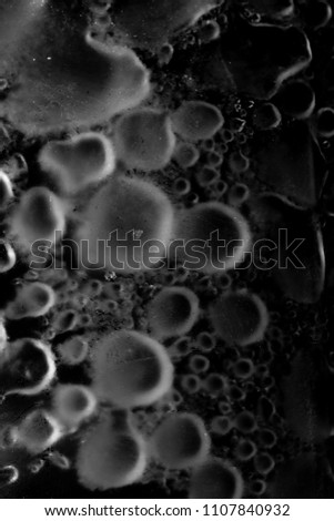 High contrast Black and white macro photography texture backgrounds, frozen water droplets