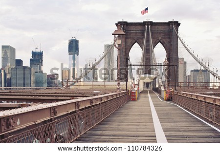 Brooklyn Bridge in New York City. Royalty-Free Stock Photo #110784326