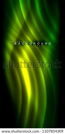 Neon glowing wave, magic energy and light motion background. Vector illustration