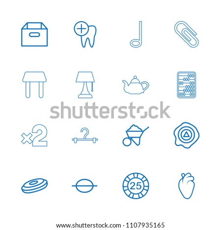 Single icon. collection of 16 single outline icons such as 25 casino chip, construction, box, hockey puck, heart organ, arrow up. editable single icons for web and mobile.
