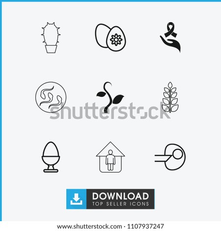 Life icon. collection of 9 life filled and outline icons such as ribbon on hand, core, easter egg, egg, plant, man in home, sperm. editable life icons for web and mobile.