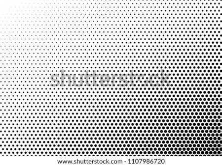 Monochrome Dotted Halftone Background. Distressed Grunge Texture. Black and White Pop-art Overlay. Abstract Pattern. Vector illustration