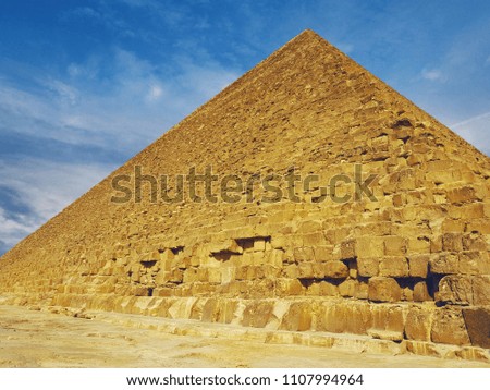 The giza plateau in the sahara desert. great pyramids in Cairo