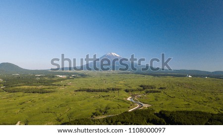 aerial view of blue sky and fuji mountain