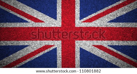 The British flag painted on a cork board.