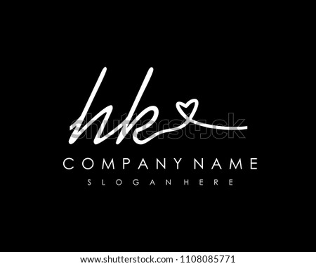 H K Initial handwriting logo vector