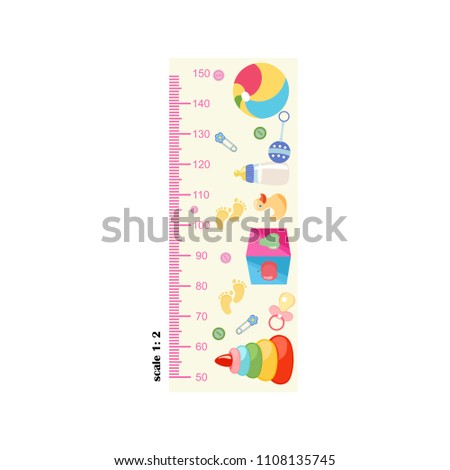 Measure growth, meter, children's elements, growth. Vector illustration.