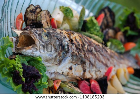 grilled fish with roasted vegetables