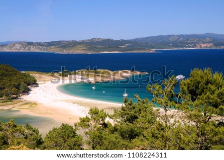 Cies Islands, National Park Maritime-Terrestrial of the Atlantic Islands of Galicia in Spain. Royalty-Free Stock Photo #1108224311