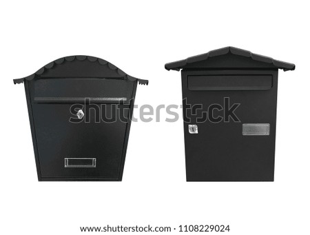 black mailboxes isolated on white background