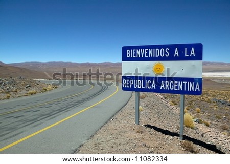 Road sign at the border of Argentina.