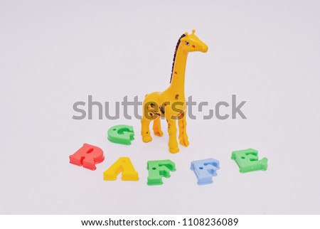 yellow giraffe on a white background.