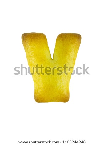 Alphabet biscuits in letter Y isolated on white background.