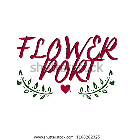 The logo design with hand drawn ink flowers and splashes. ?olored artistic decorative element. Idea. Floral boutique.