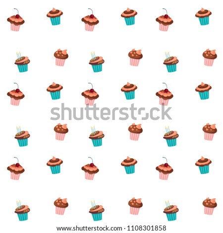 seamless background with cupcakes