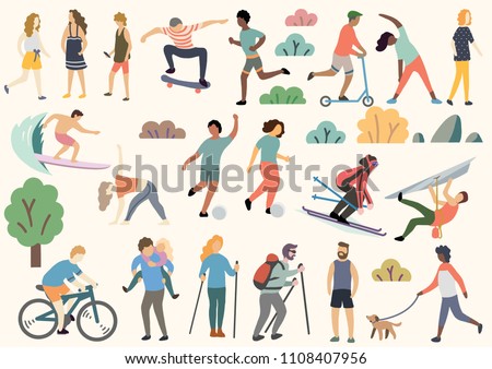 Outdoor activity illustration, doodle, drawing, vector Royalty-Free Stock Photo #1108407956