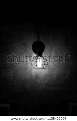A Lamp on the wall ,Black and white picture