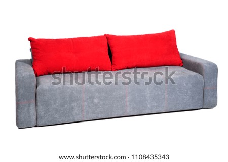 Folding sofa standing on a white background isolated