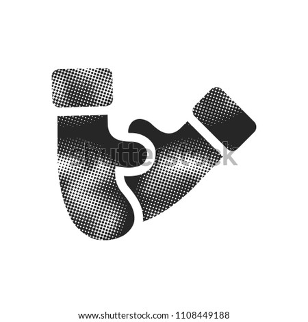 Cleaning glove icon in halftone style. Black and white monochrome vector illustration.