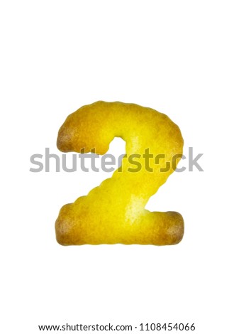 Alphabet biscuits in Number 2 isolated on white background.